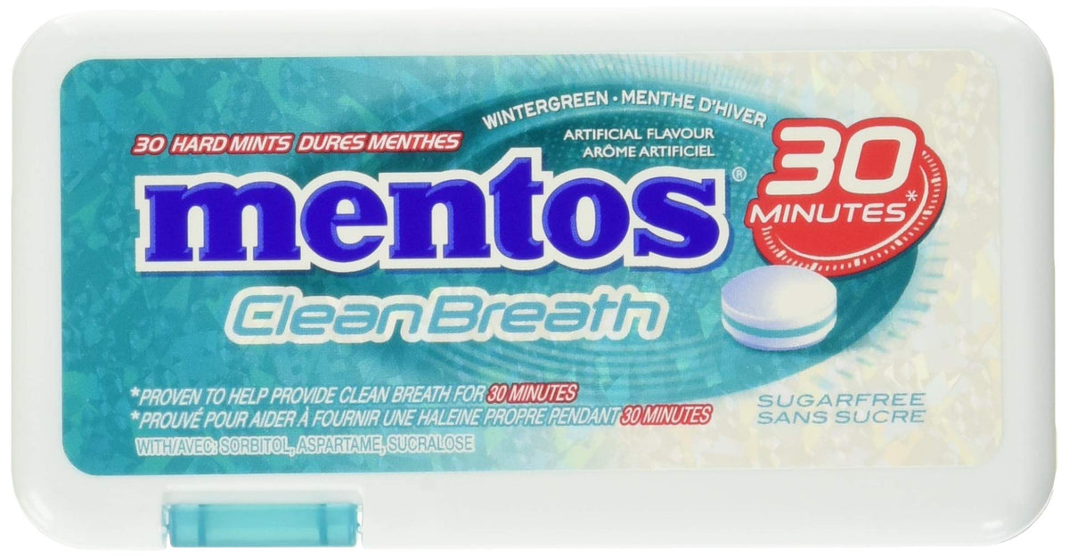 MENTOS Clean Breath Mints - Wintergreen, 30-count, 12-Pack