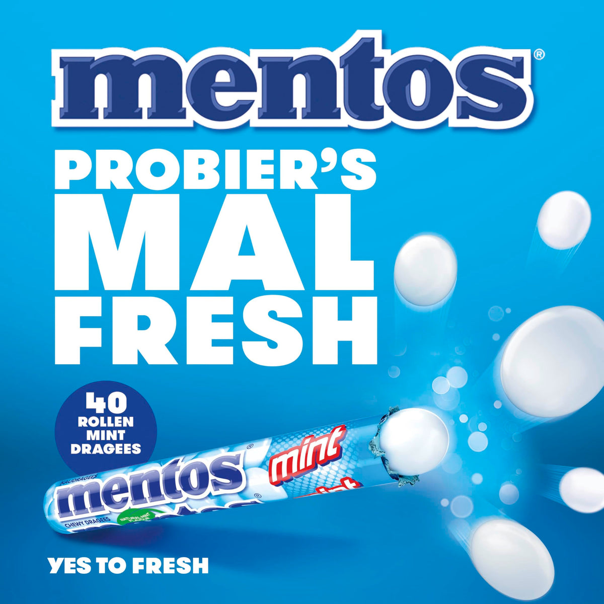 Mentos Mint Chewy Dragees 38 g (Pack of 40) – Fresh Mint Beads