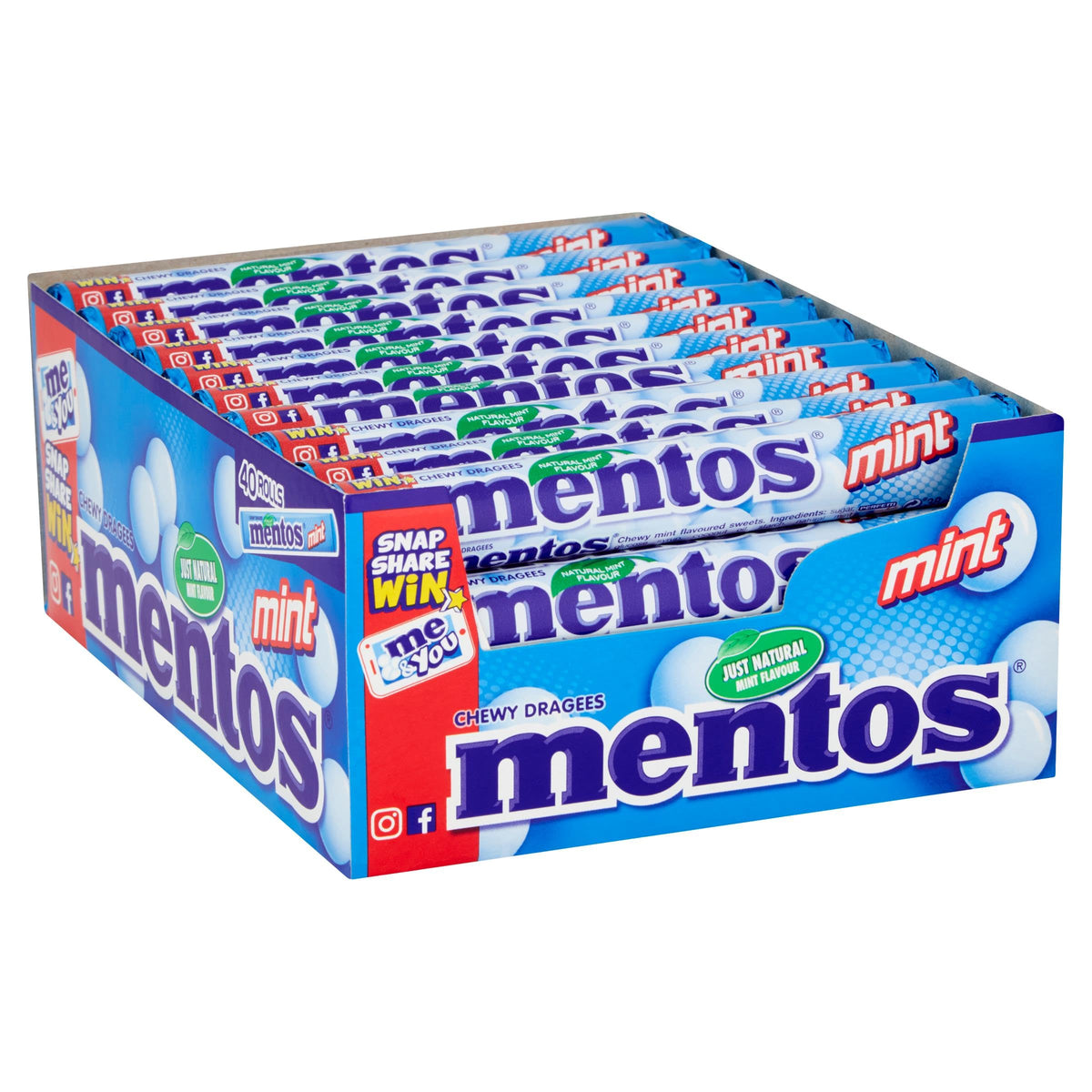 Mentos Mint Chewy Dragees 38 g (Pack of 40) – Fresh Mint Beads