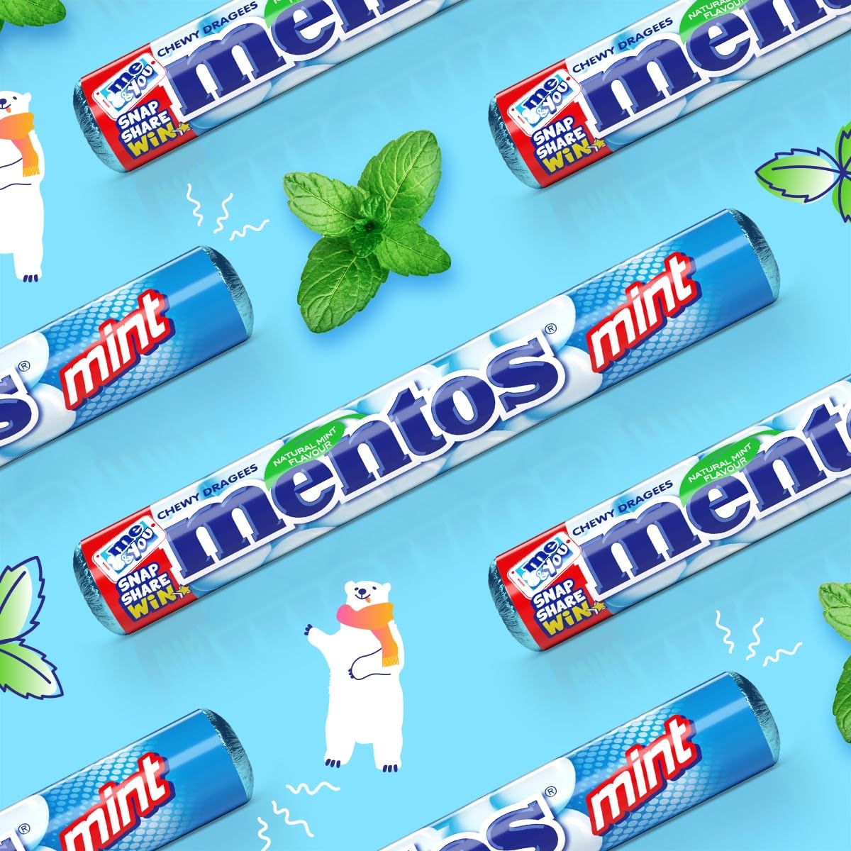 Mentos Mint Chewy Dragees 38 g (Pack of 40) – Fresh Mint Beads