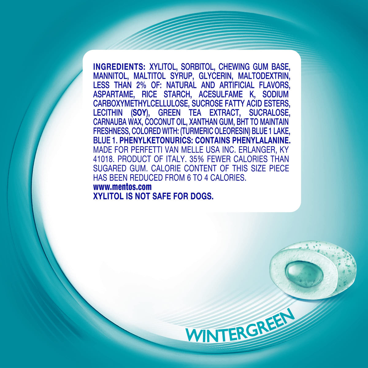 Mentos Pure Fresh Sugar-Free Wintergreen Gum with Xylitol – 4 Pack, 50 Count