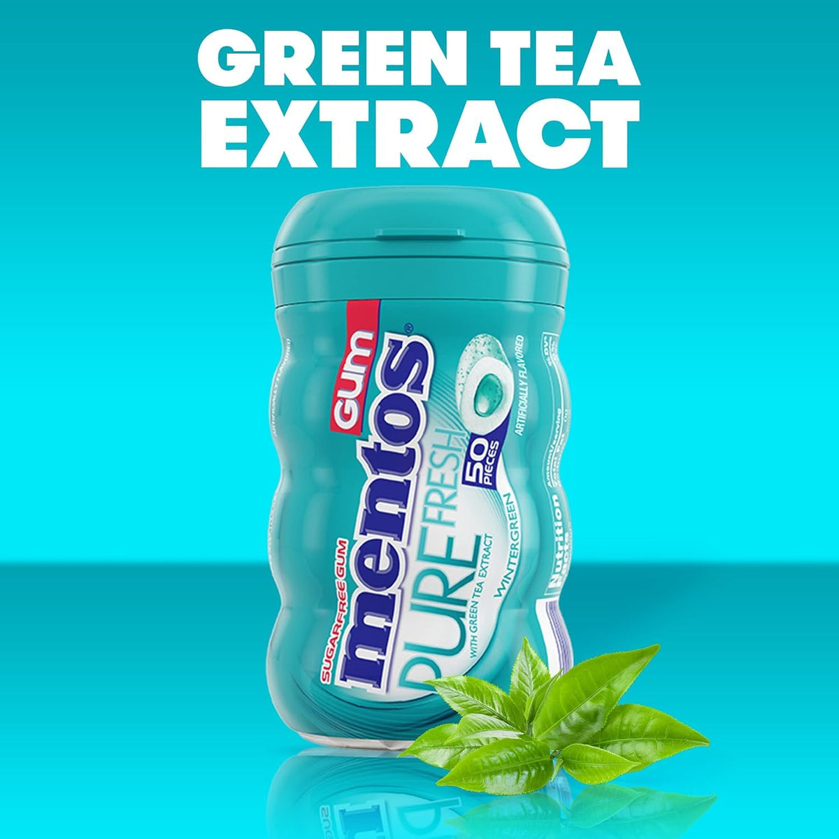 Mentos Pure Fresh Sugar-Free Wintergreen Gum with Xylitol – 6 Bottles (300 Pieces)