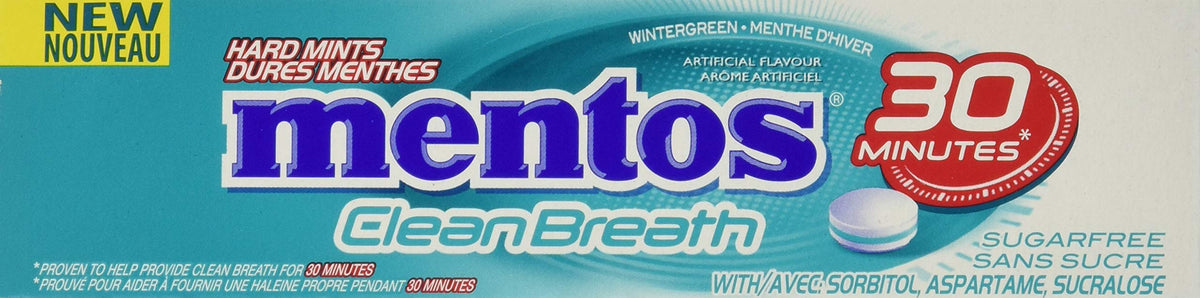 MENTOS Clean Breath Mints - Wintergreen, 30-count, 12-Pack