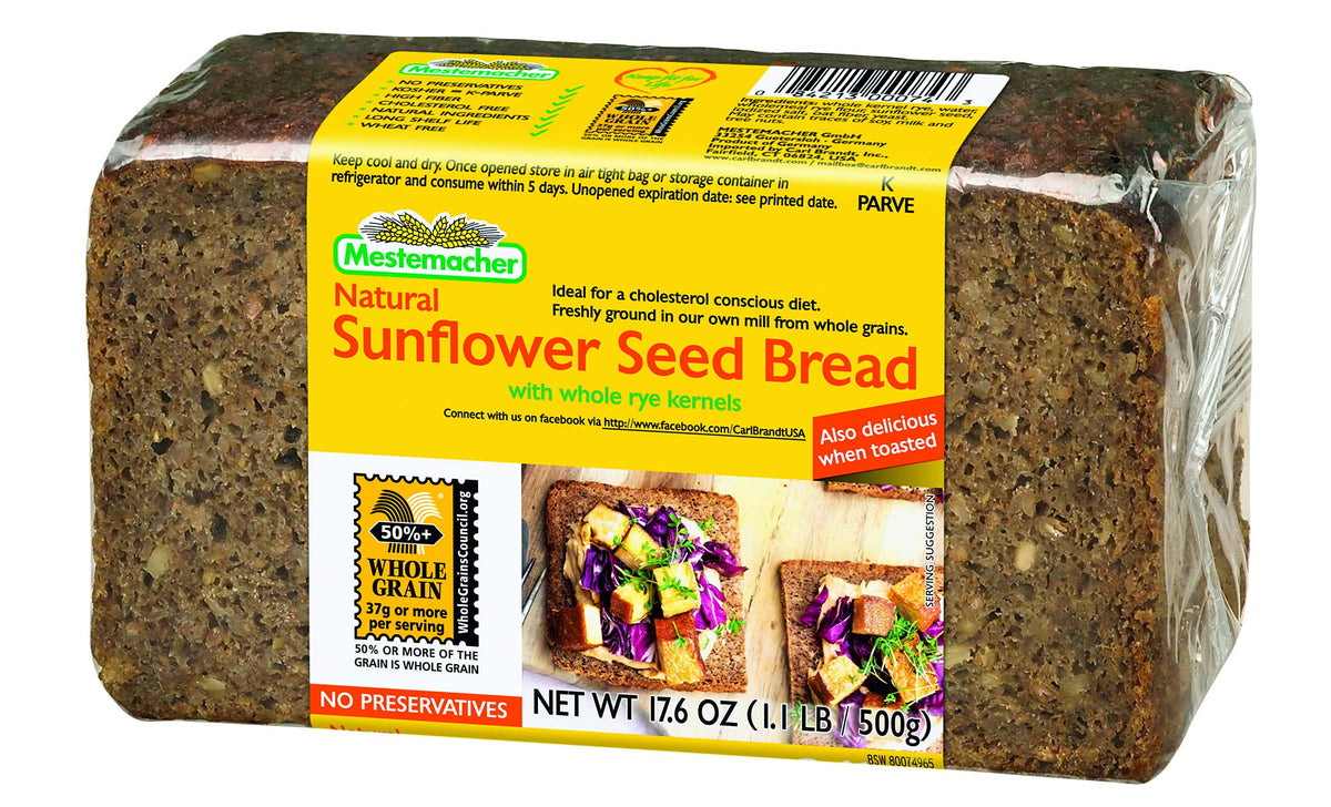 Mestemacher Sunflower Seed Bread – 12 Pack | High Fiber, Low Fat, Kosher