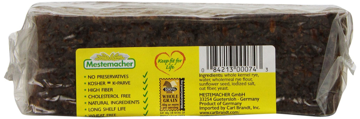 Mestemacher Sunflower Seed Bread – 12 Pack | High Fiber, Low Fat, Kosher