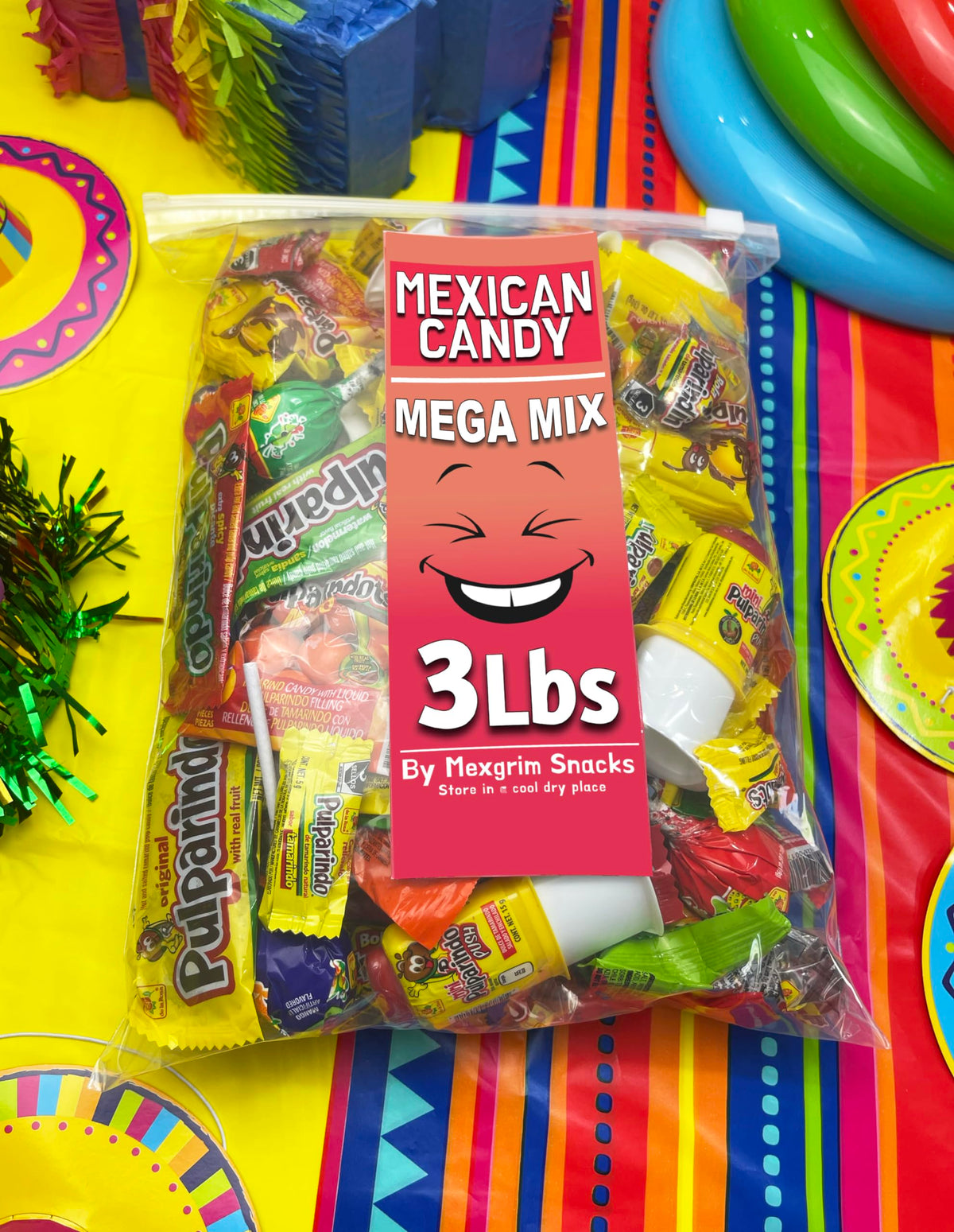 Mexgrim Mexican Candy Variety Pack – 3 lb Bulk, Individually Wrapped Pulparind & Dulces Mexicanos