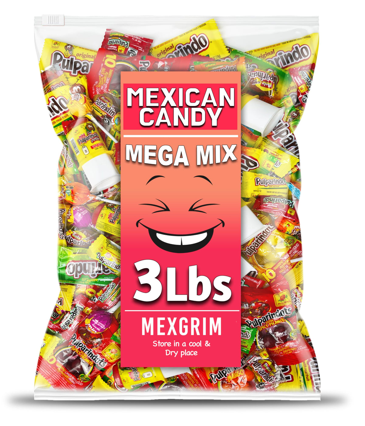 Mexgrim Mexican Candy Variety Pack – 3 lb Bulk, Individually Wrapped Pulparind & Dulces Mexicanos
