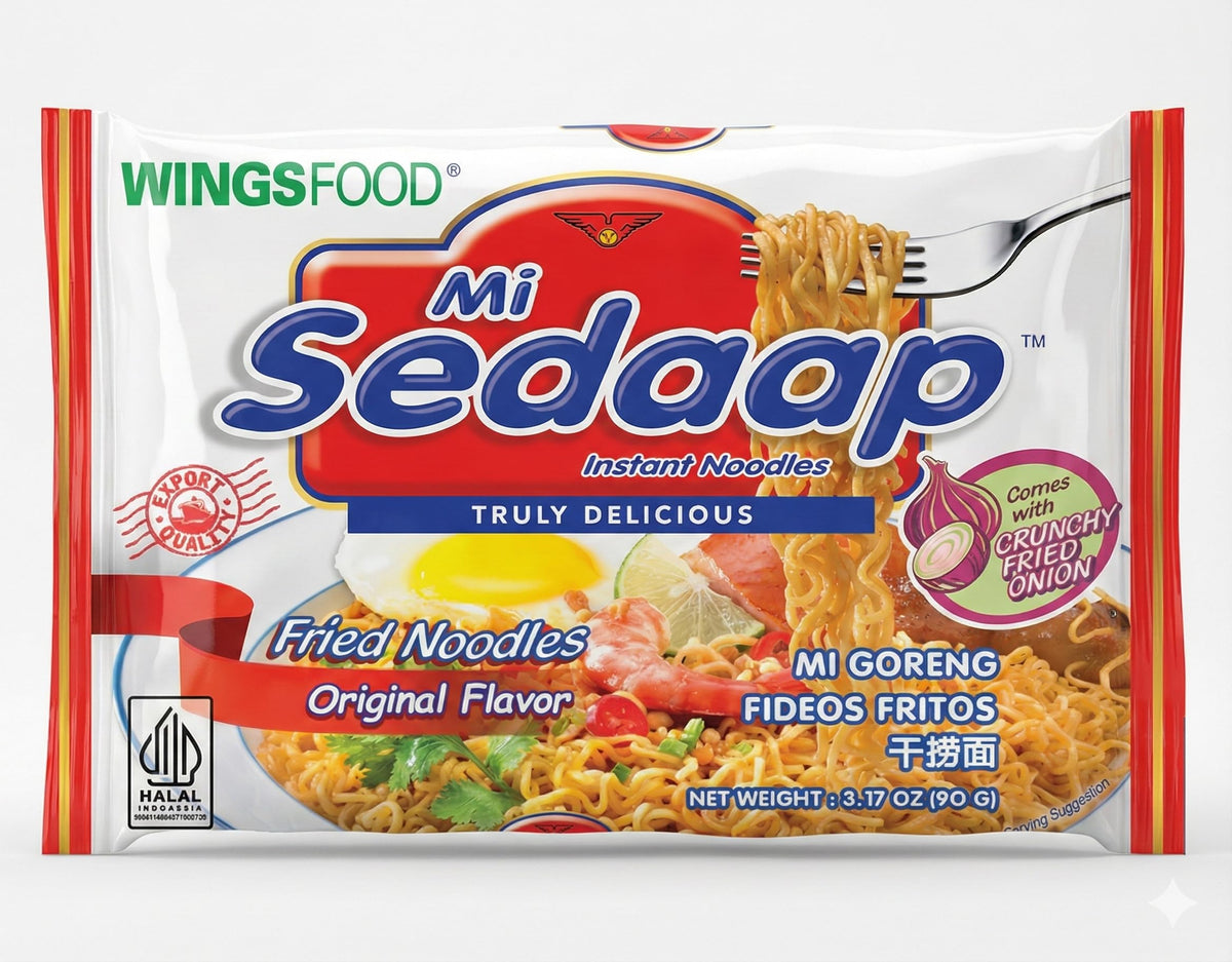Mi Sedaap Mi Goreng Instant Stir Fry Noodles (30 Pack) – Original Flavor, Halal Certified | Wingsfood Sedaap