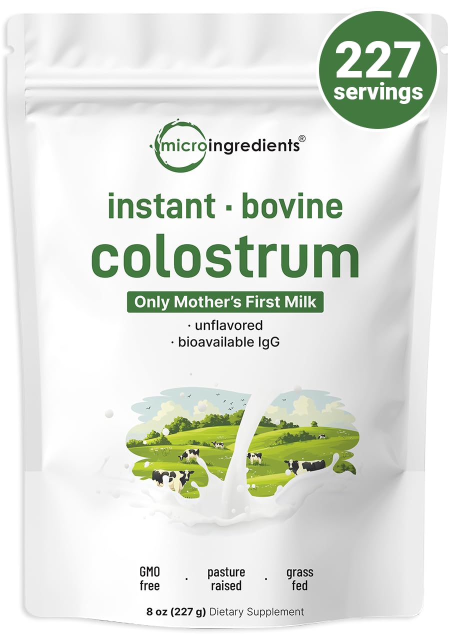 Micro Ingredients Bovine Colostrum Powder, 8 oz | Grass-Fed & Freeze-Dried | IgG & IgA