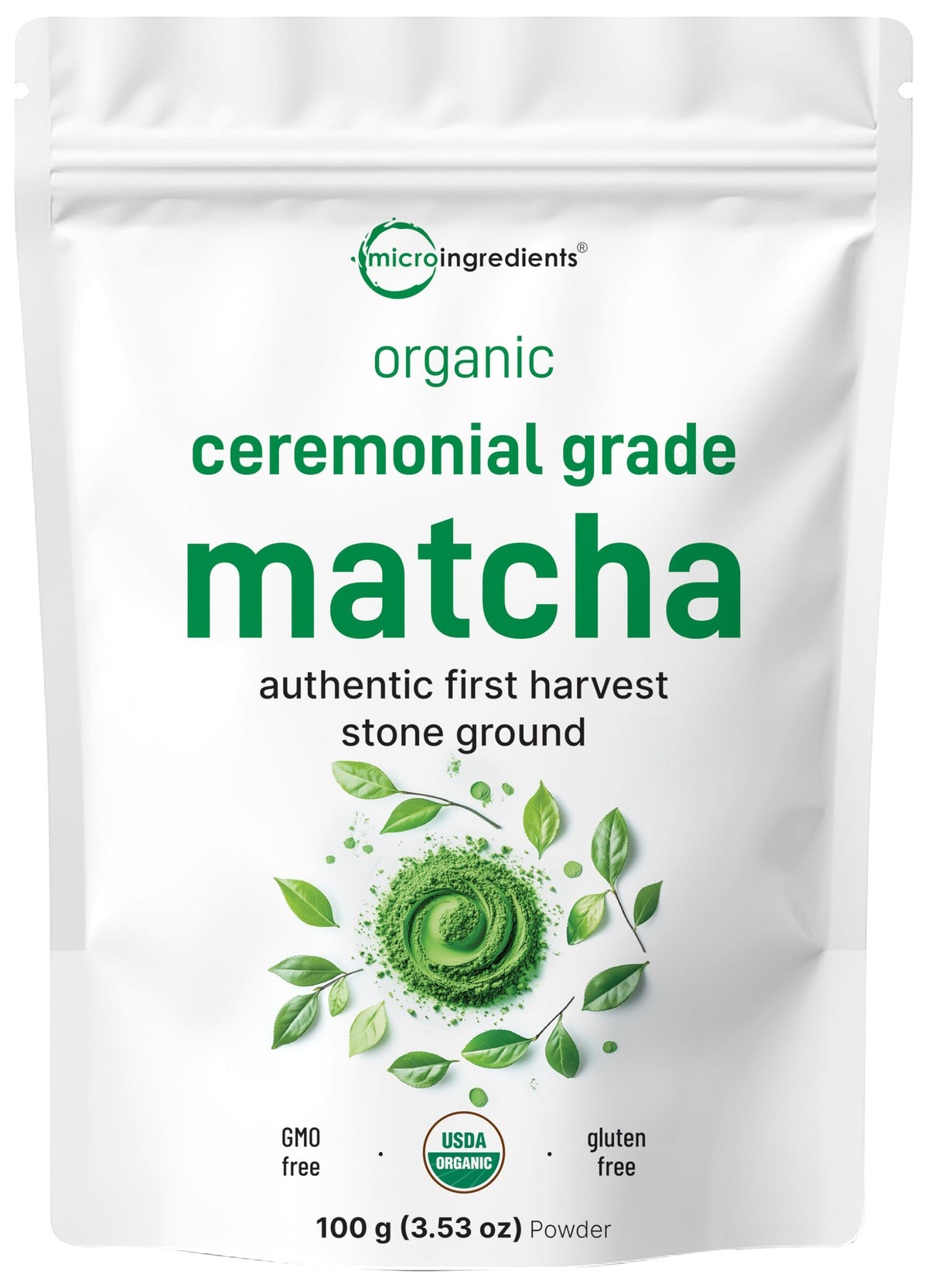 Micro Ingredients Organic Ceremonial Grade Matcha Powder, 100 Servings | First Harvest Japanese Matcha for Latte, Beverages & Baking