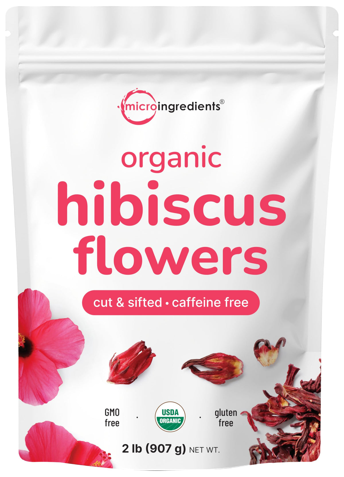 Organic Hibiscus Flowers, 2lbs | Micro Ingredients | Caffeine Free, Non-GMO, Loose Leaf Hibiscus Tea