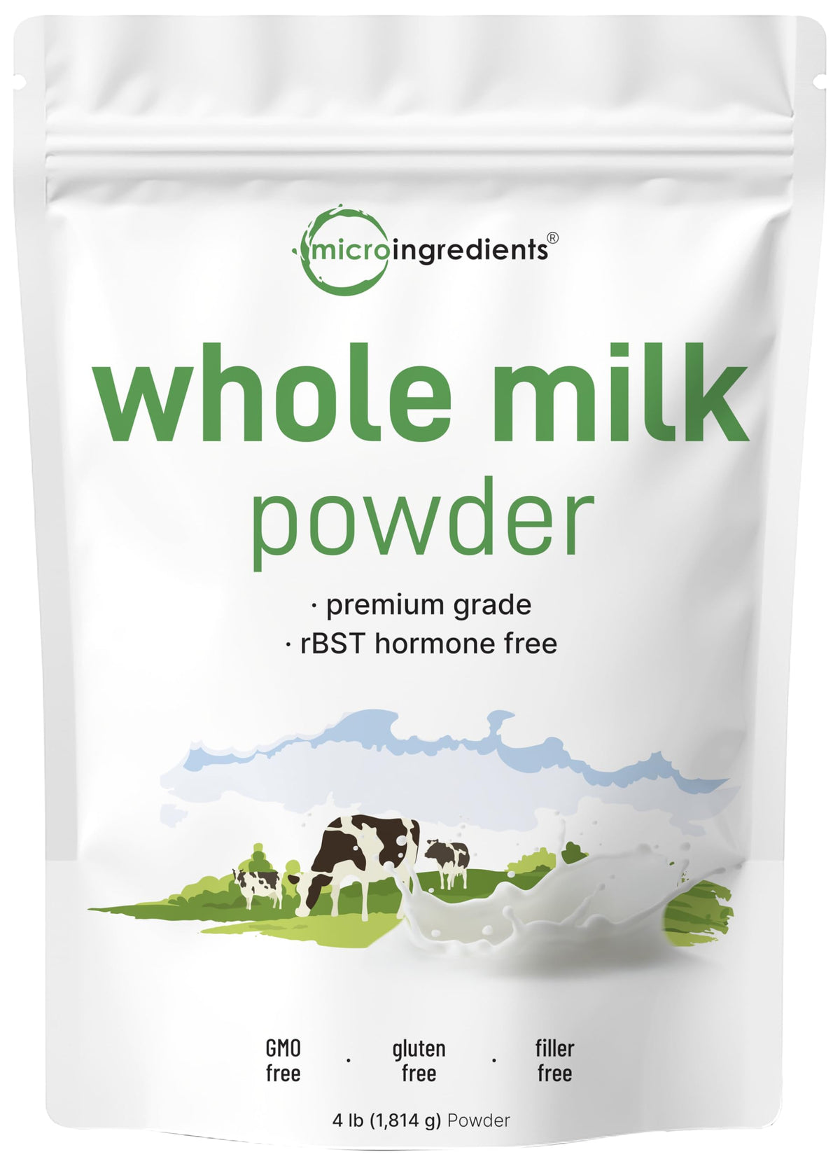 Micro Ingredients Whole Milk Powder, 4 lb | Pasture-Raised, rBST-Free, Non-GMO