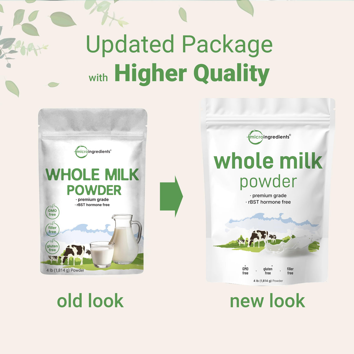 Micro Ingredients Whole Milk Powder, 4 lb | Pasture-Raised, rBST-Free, Non-GMO