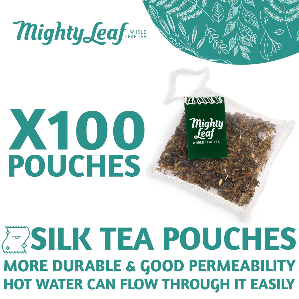 Mighty Leaf Marrakesh Mint Tea – 100 Silken Pouches Foil-Wrapped