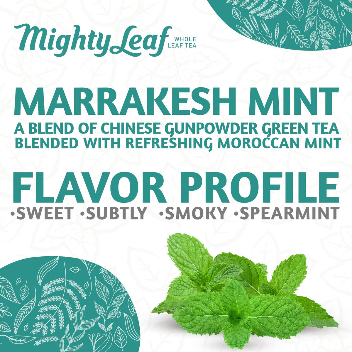 Mighty Leaf Marrakesh Mint Tea – 100 Silken Pouches Foil-Wrapped