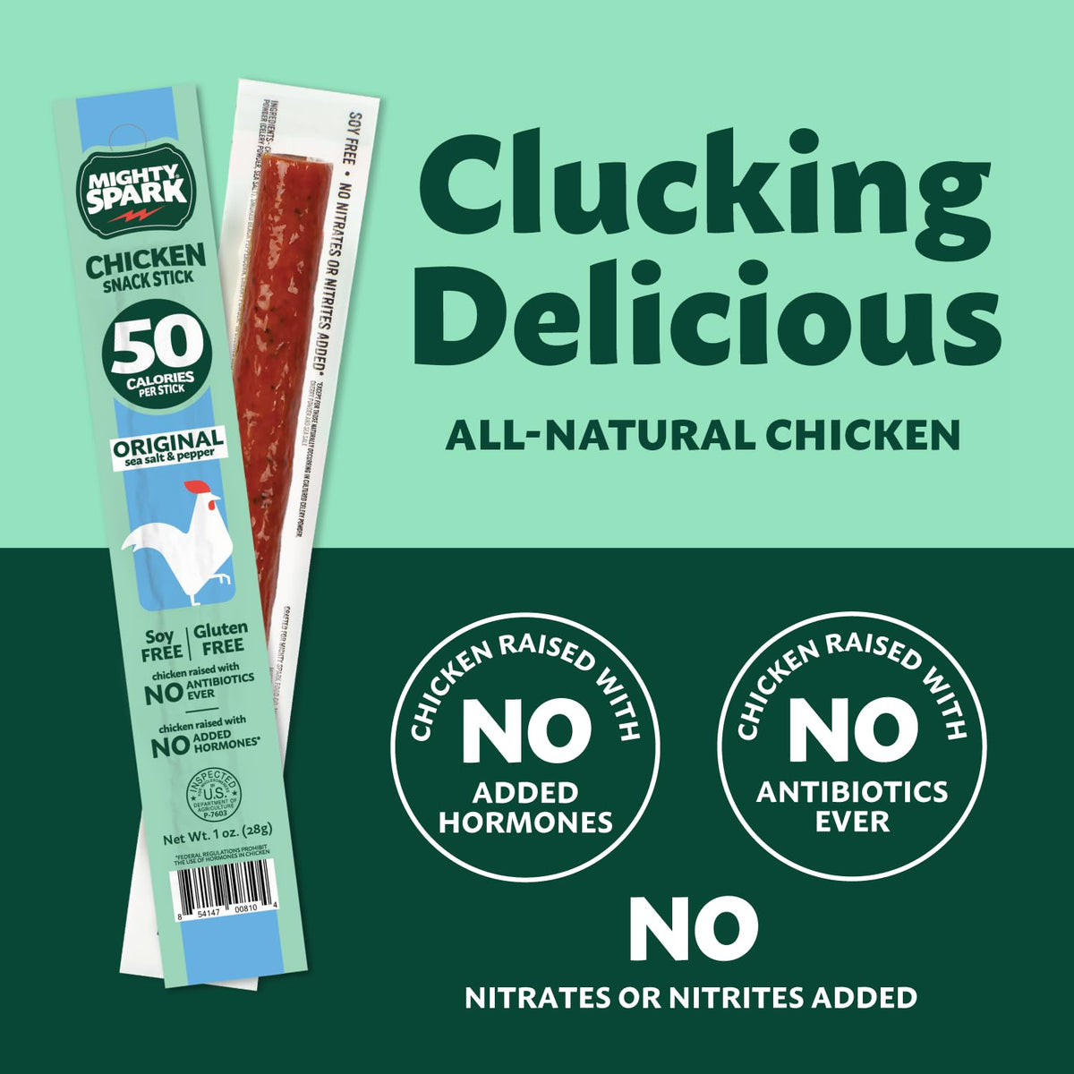 Mighty Spark Chicken Snack Sticks – Original Sea Salt & Pepper | 6g Protein, Gluten Free