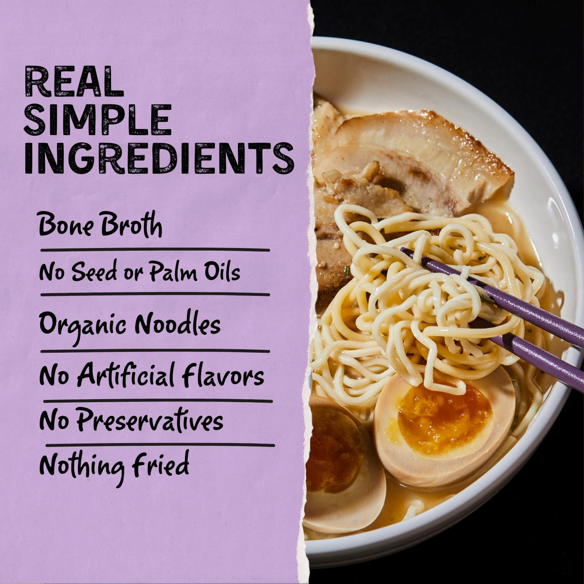 Mike's Mighty Good Bone Broth Pork Ramen Cup (6 Pack) – 8g Protein, Organic Steamed Noodles, Oil-Free