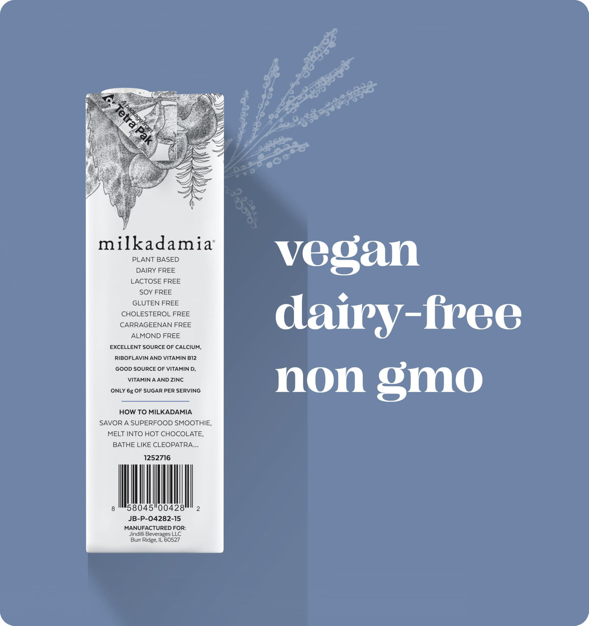 Milkadamia Macadamia Milk – Creamy Plant-Based, Lactose-Free, Shelf-Stable (Pack of 6, 32 oz each)