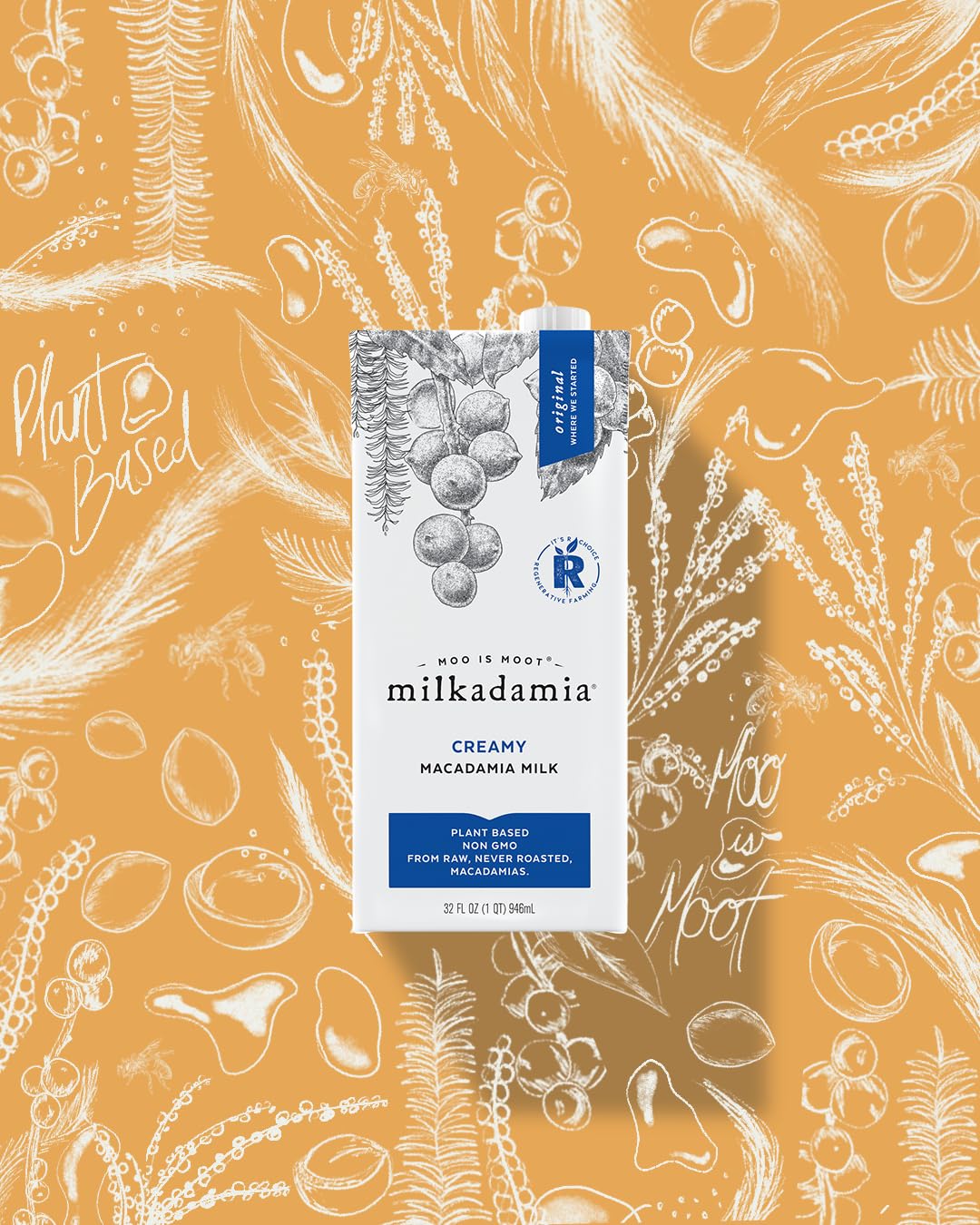 Milkadamia Macadamia Milk – Creamy Plant-Based, Lactose-Free, Shelf-Stable (Pack of 6, 32 oz each)