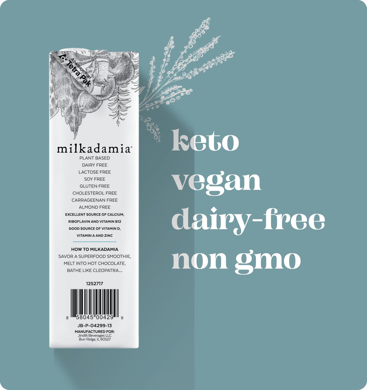 Milkadamia Unsweetened Macadamia Milk 32oz (6 Pack) – Lactose Free, Vegan, Dairy Free, Shelf Stable
