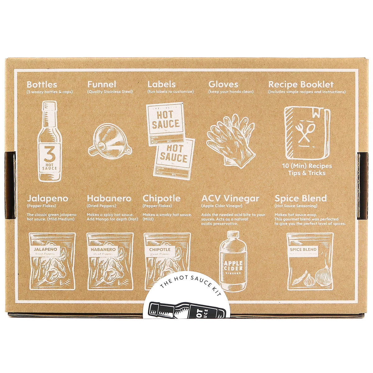 Millhouse Spice Co. Deluxe Hot Sauce Making Kit – 3 Pepper Varieties, 3 Bottles, 16 Labels