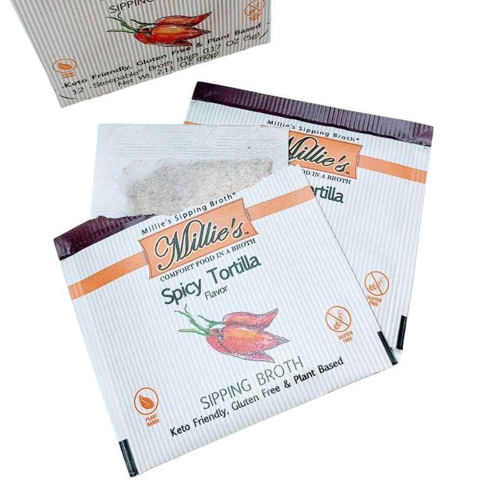 Millie's Sipping Broth – Steepable Veggie Broth with Savory Seasonings | 4 Flavor Set (48 Bags) | Vegan, Keto, Gluten Free