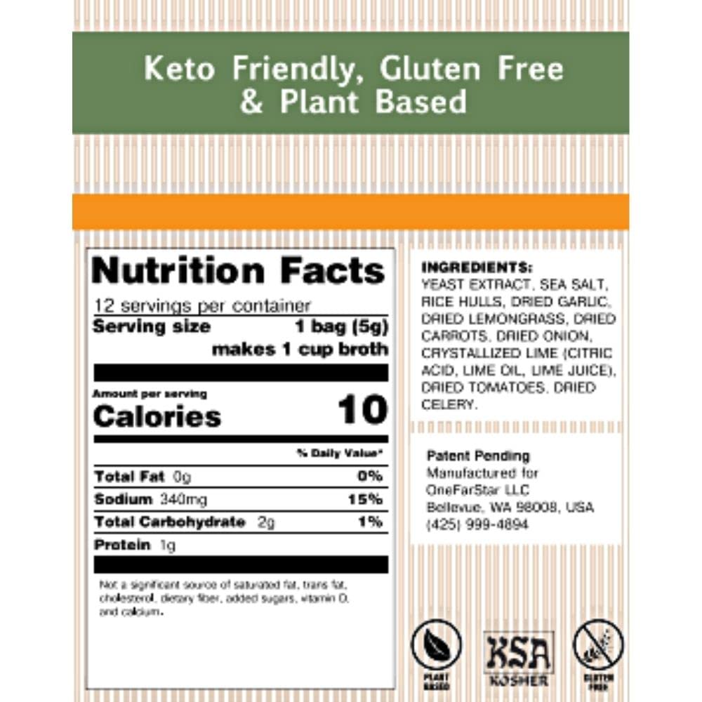 Millie's Thai Lemongrass Sipping Broth – 72 Bags, Vegan, Keto, Gluten Free | 6-Pack Gift Box