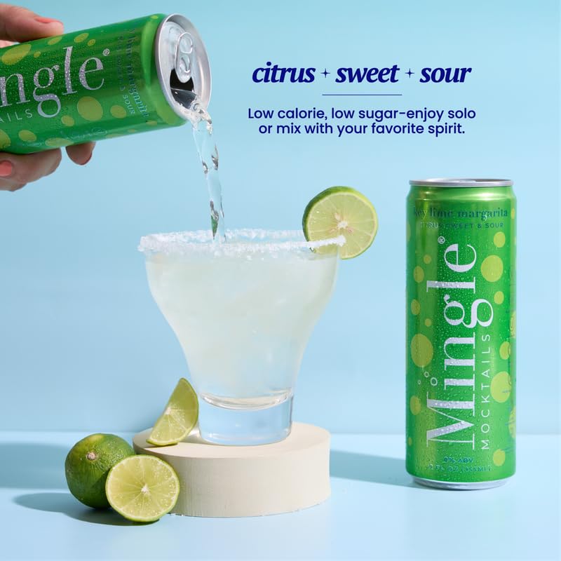 Mingle Mocktails Key Lime Margarita – Non-Alcoholic Sparkling Cocktails, 12 oz Can (Pack of 12)