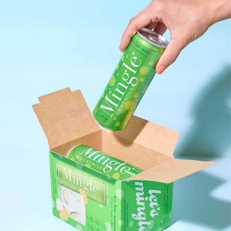 Mingle Mocktails Key Lime Margarita – Non-Alcoholic Sparkling Cocktails, 12 oz Can (Pack of 12)