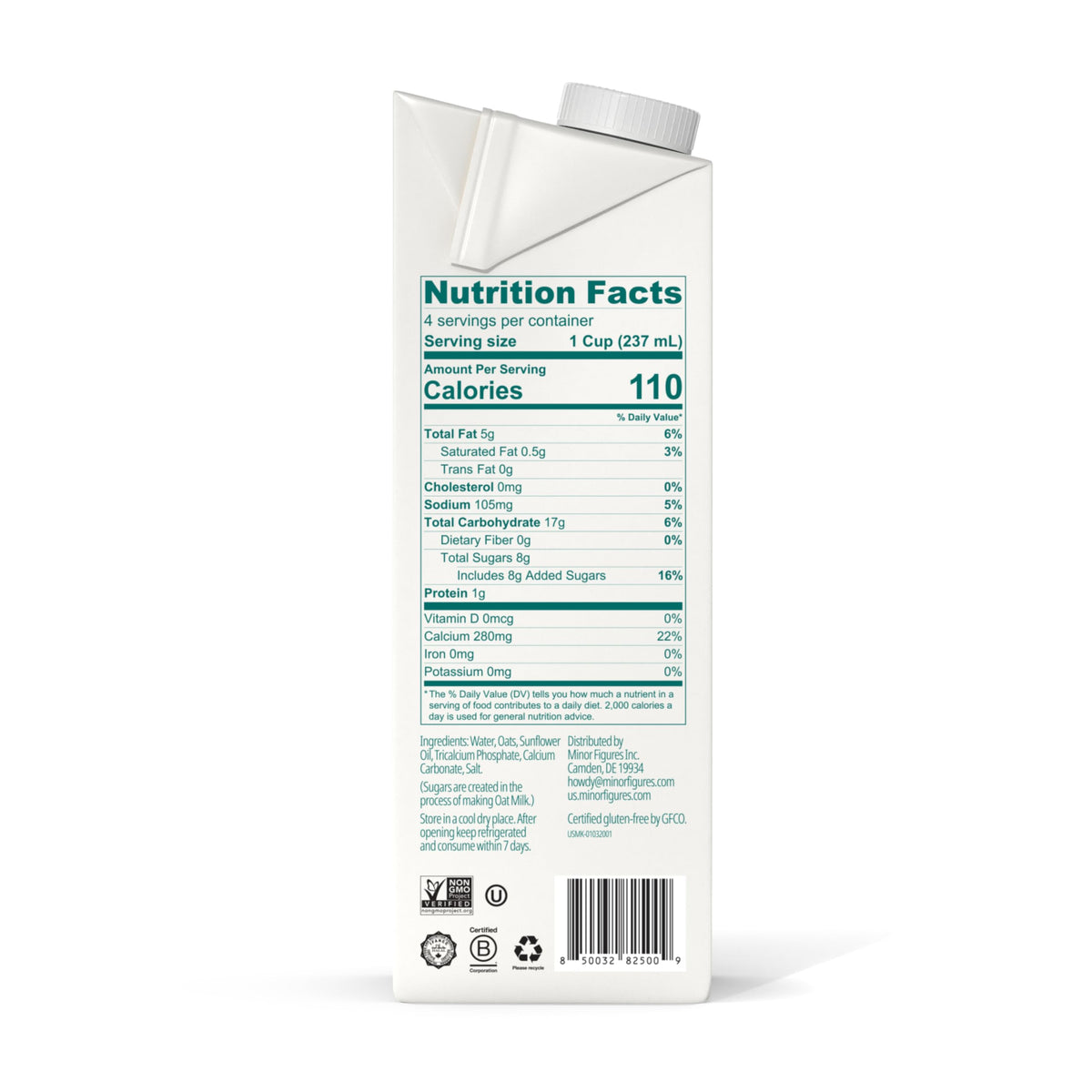 Minor Figures Barista Oat Milk – Unsweetened, Shelf-Stable, 32 oz (6-Pack) | Plant-Based & Non-GMO