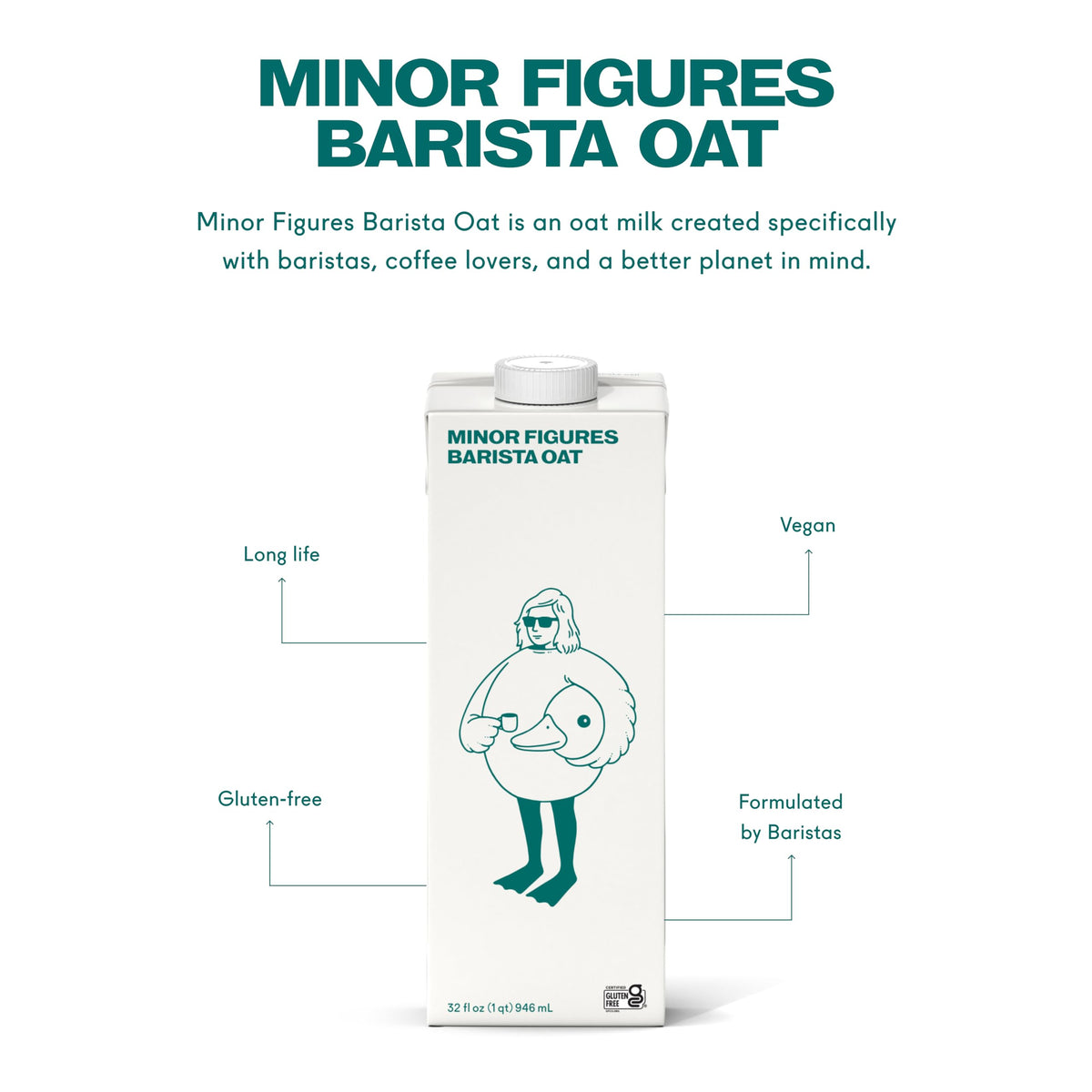 Minor Figures Barista Oat Milk – Unsweetened, Shelf-Stable, 32 oz (6-Pack) | Plant-Based & Non-GMO