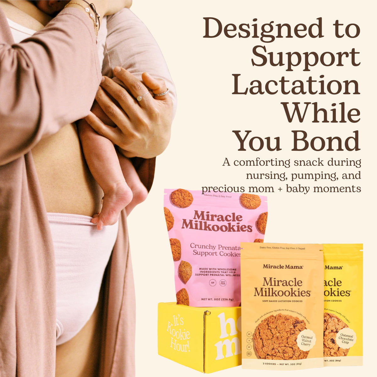 Miracle Mama Milkookies – Lactation Cookies with Oats, Flaxseed & Brewers Yeast (Pack of 2, 8 oz)