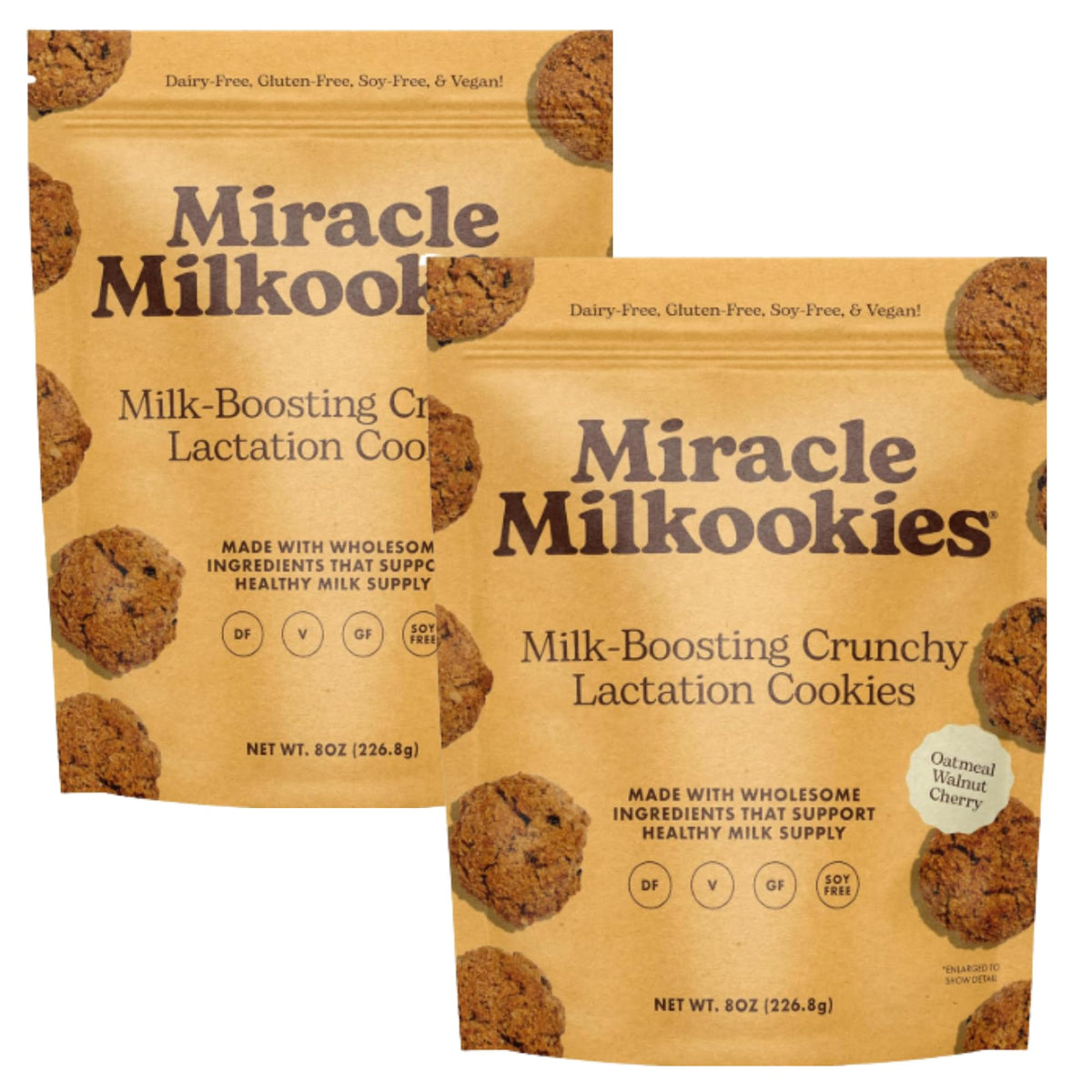 Miracle Mama Milkookies – Lactation Cookies (Oatmeal Walnut Cherry) – Pack of 2, Dairy-Free & Gluten-Free