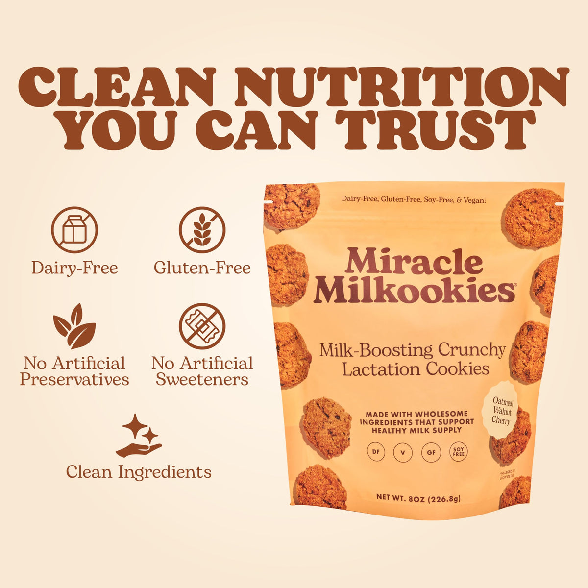 Miracle Mama Milkookies – Lactation Cookies (Oatmeal Walnut Cherry) – Pack of 2, Dairy-Free & Gluten-Free