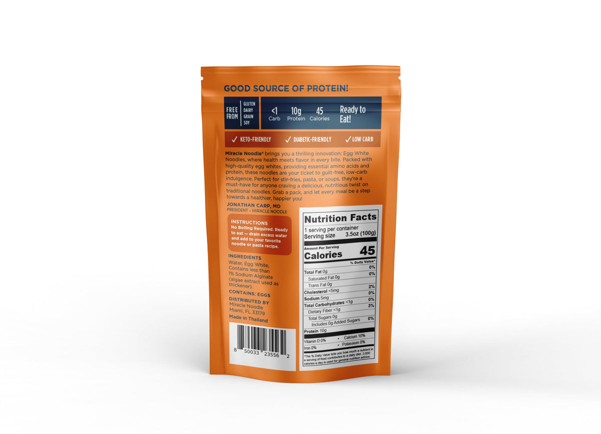 Miracle Noodle Egg White Vermicelli Angel Hair Pasta – 6 Pack, 10g Protein, 1g Net Carbs, Gluten & Dairy Free