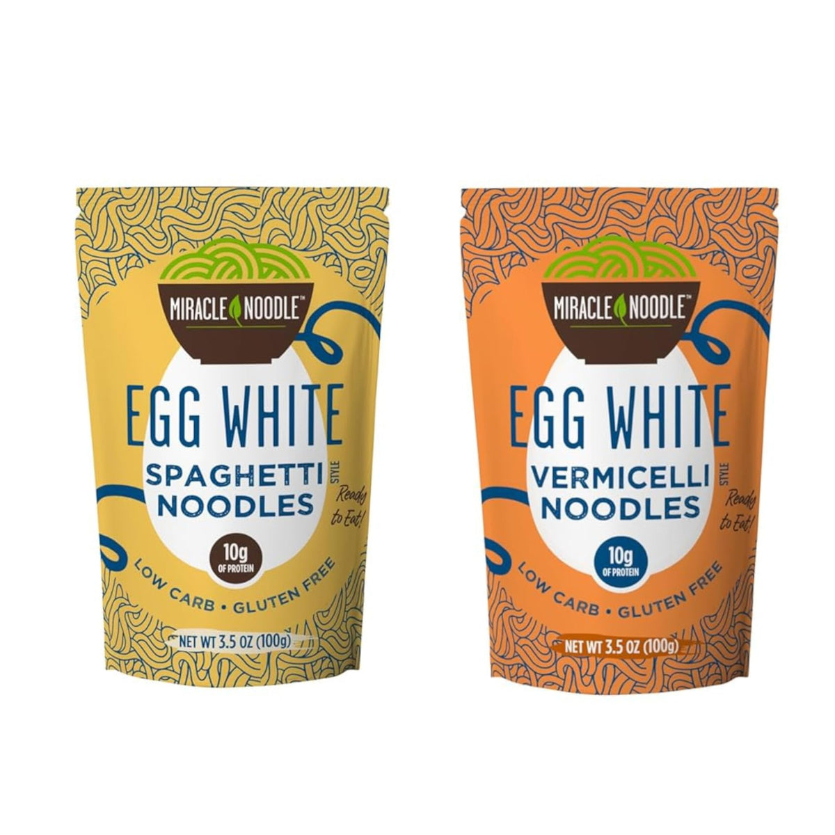 Miracle Noodle Egg White Pasta Variety Pack – 6x3.5 oz, High-Protein, Low-Carb, Gluten-Free