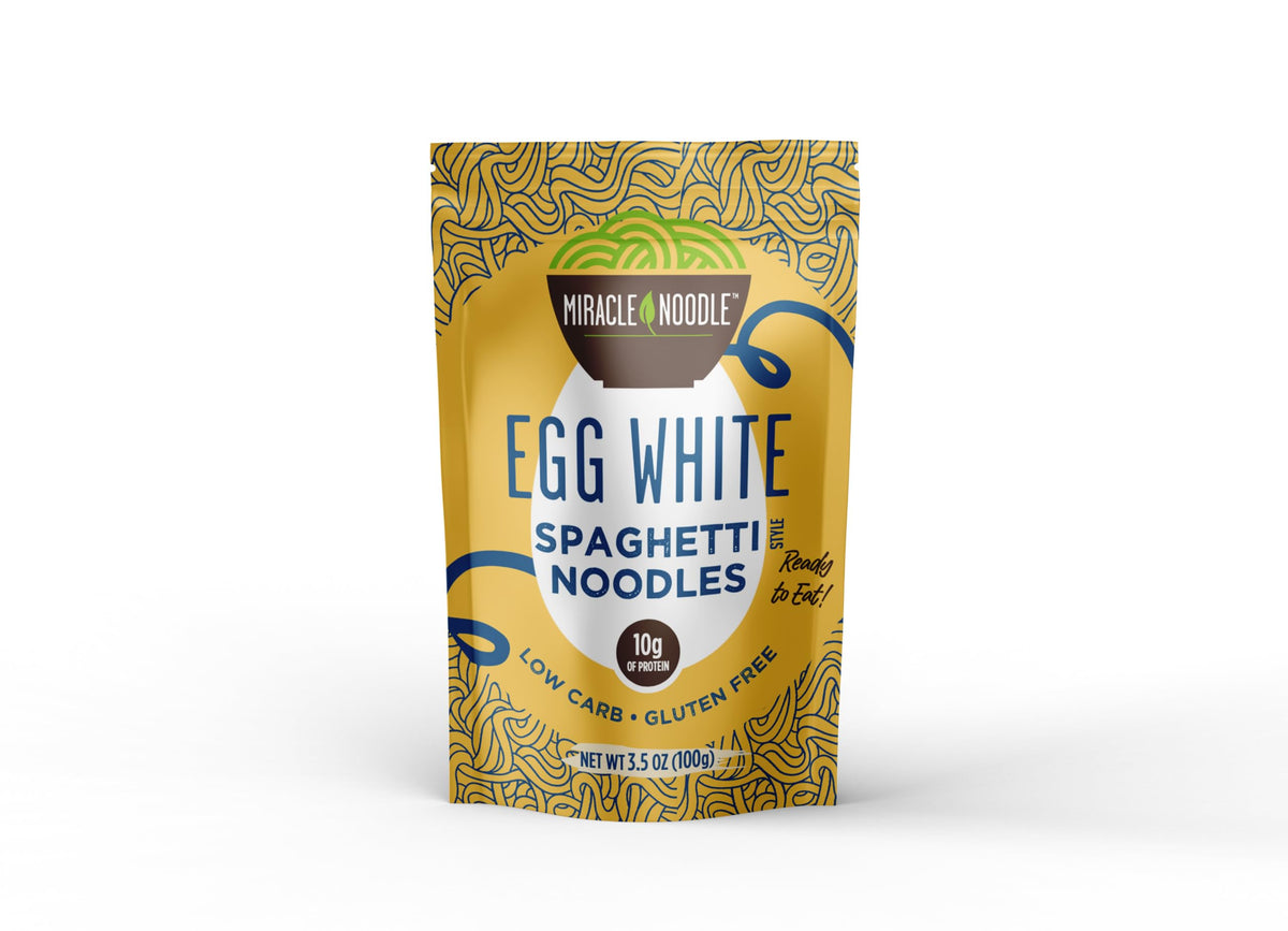 Miracle Noodle Egg White Spaghetti Pasta — Ready-to-Eat, 6 Pack, 10g Protein, 1g Net Carb, 45 Calories | Gluten-Free