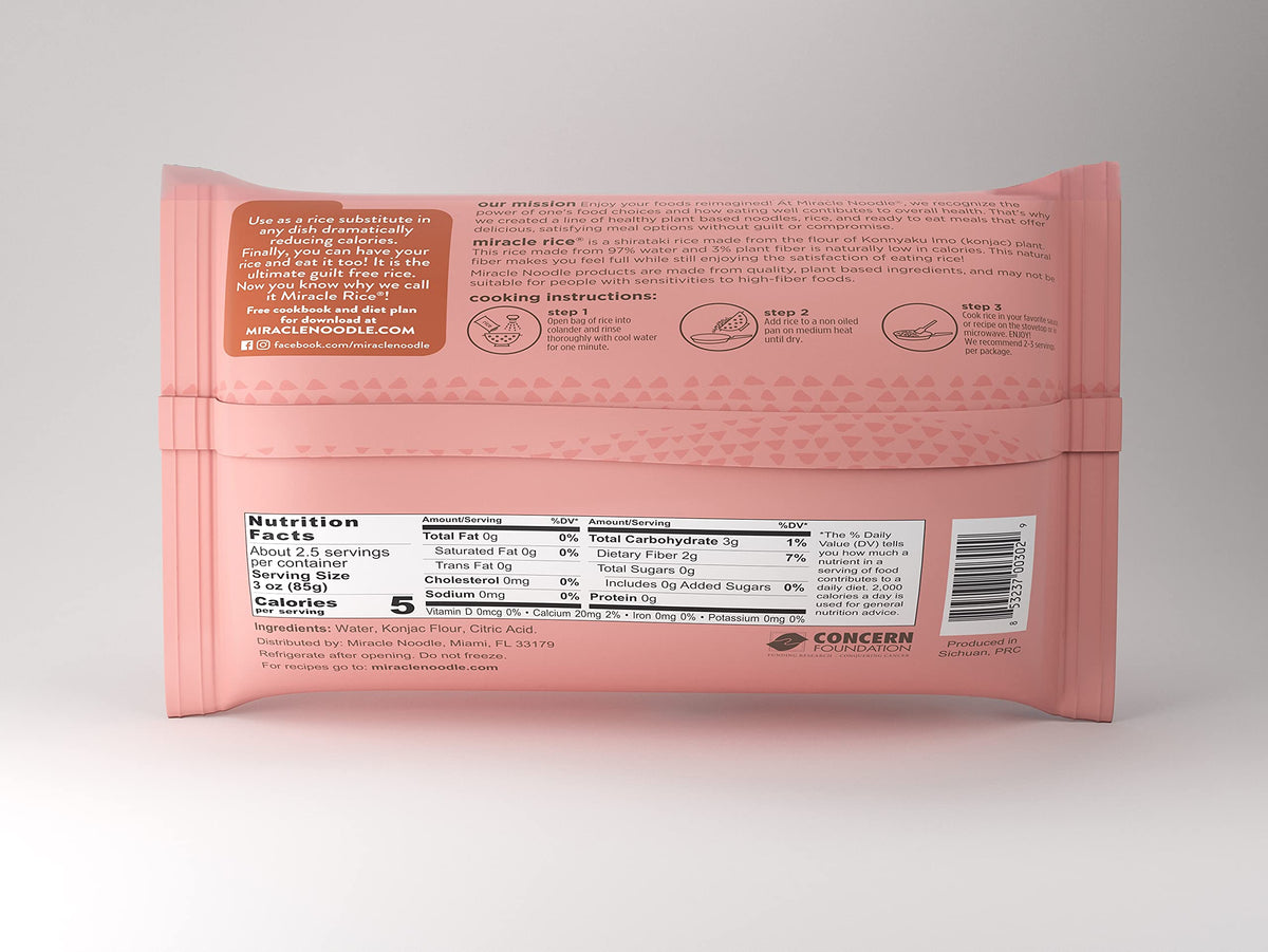 Miracle Noodle Miracle Rice, 8 Oz (Pack of 6) — Low-Calorie, Low-Carb Konjac Rice