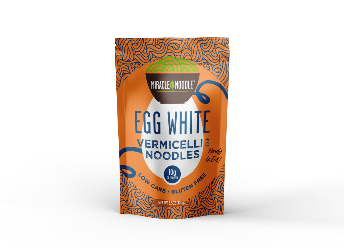 Miracle Noodle Egg White Vermicelli Angel Hair Pasta – 6 Pack, 10g Protein, 1g Net Carbs, Gluten & Dairy Free