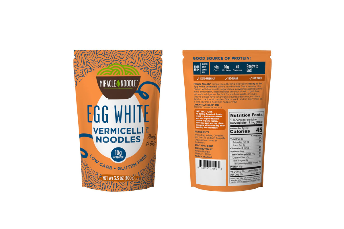 Miracle Noodle Egg White Pasta Variety Pack – 6x3.5 oz, High-Protein, Low-Carb, Gluten-Free