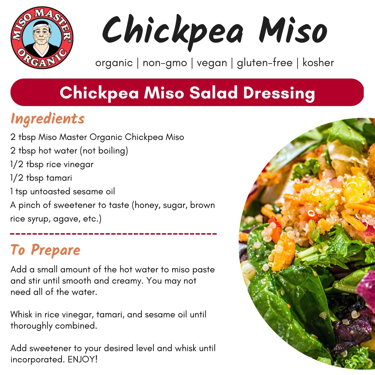 Miso Master Organic Chickpea Miso – Soy-Free White Miso Paste, 16 oz