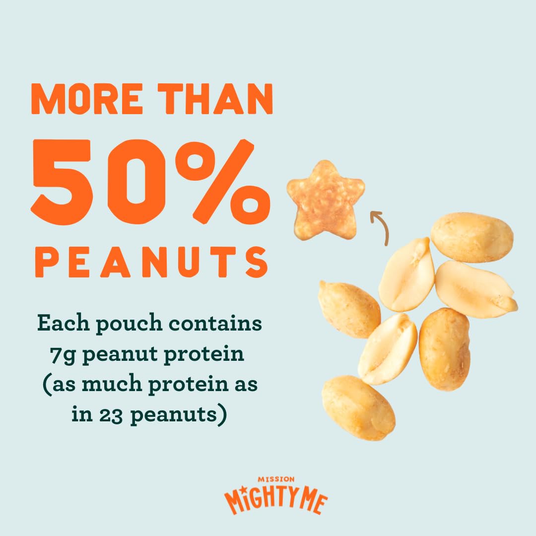 Mission Mighty Me Nutty Puffs: Organic Peanut Butter Puffs for Babies + Kids — Gluten-Free, Plant-Based Snack (6 Pack)