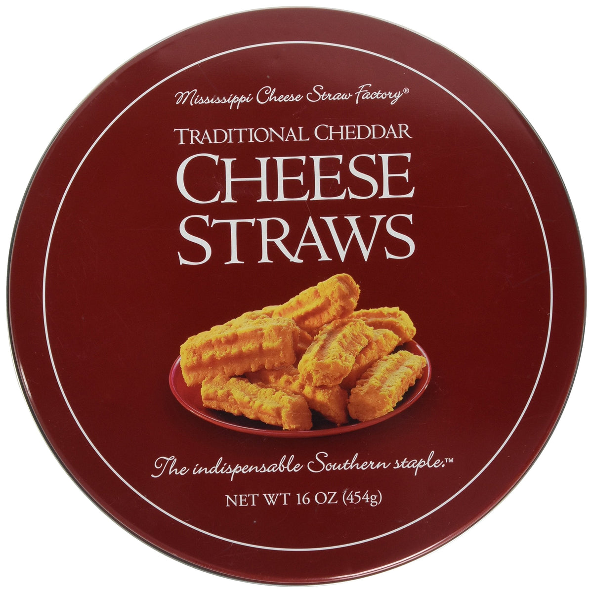 Mississippi Cheese Straw Factory Traditional Cheddar Cheese Straws in Gift Tin 16oz (454g)