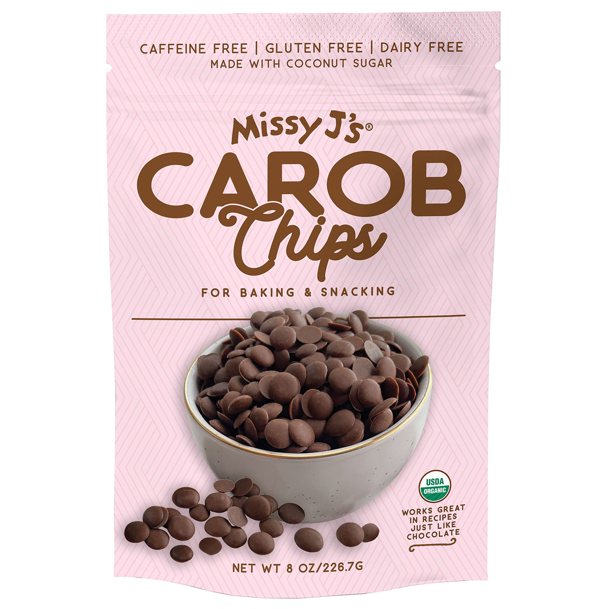 Missy J's Organic Carob Chips 3 Pack | Coconut Sugar, Vegan & Gluten-Free • Caffeine-Free