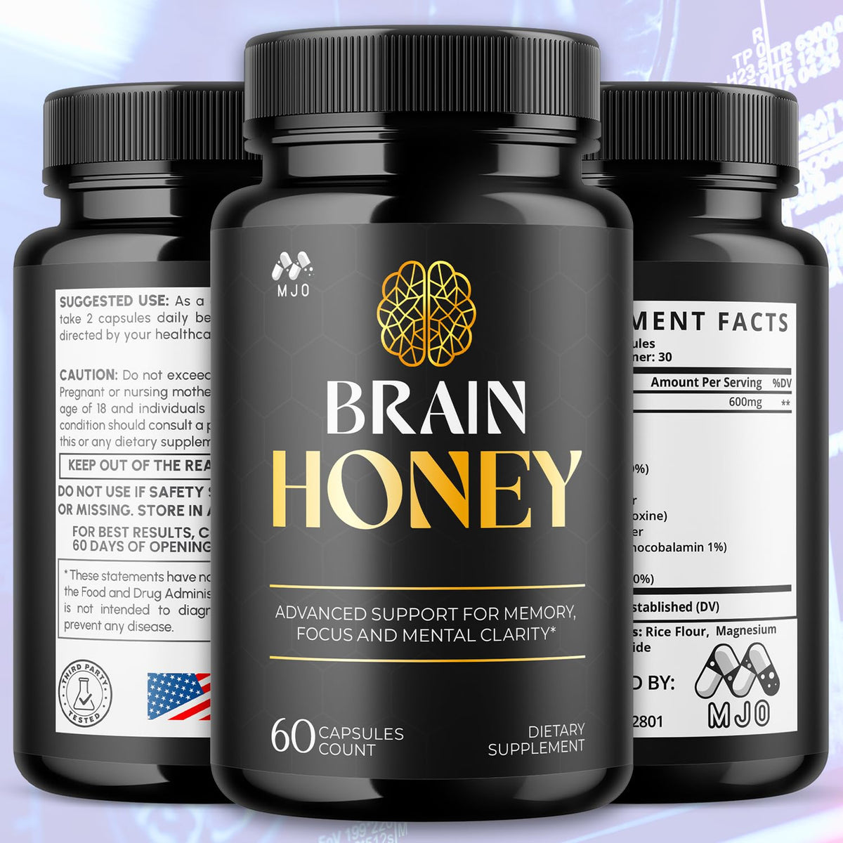 MJO Brain Honey Capsules – All-Natural Daily Wellness Multivitamin (60 Capsules)