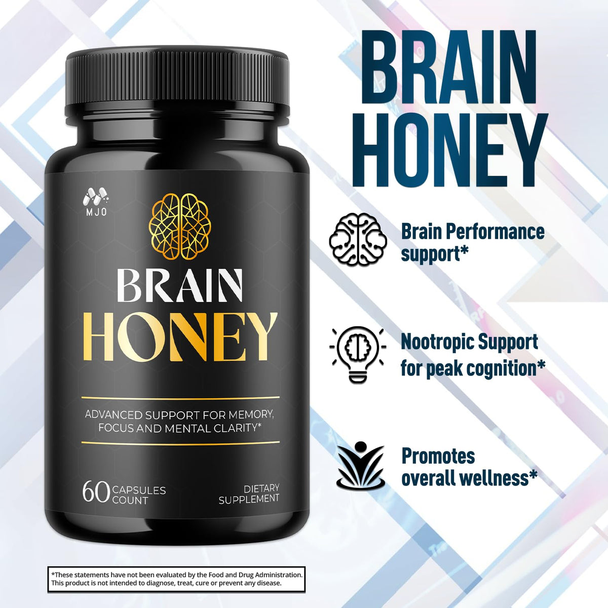 MJO Brain Honey Capsules – All-Natural Daily Wellness Multivitamin (60 Capsules)