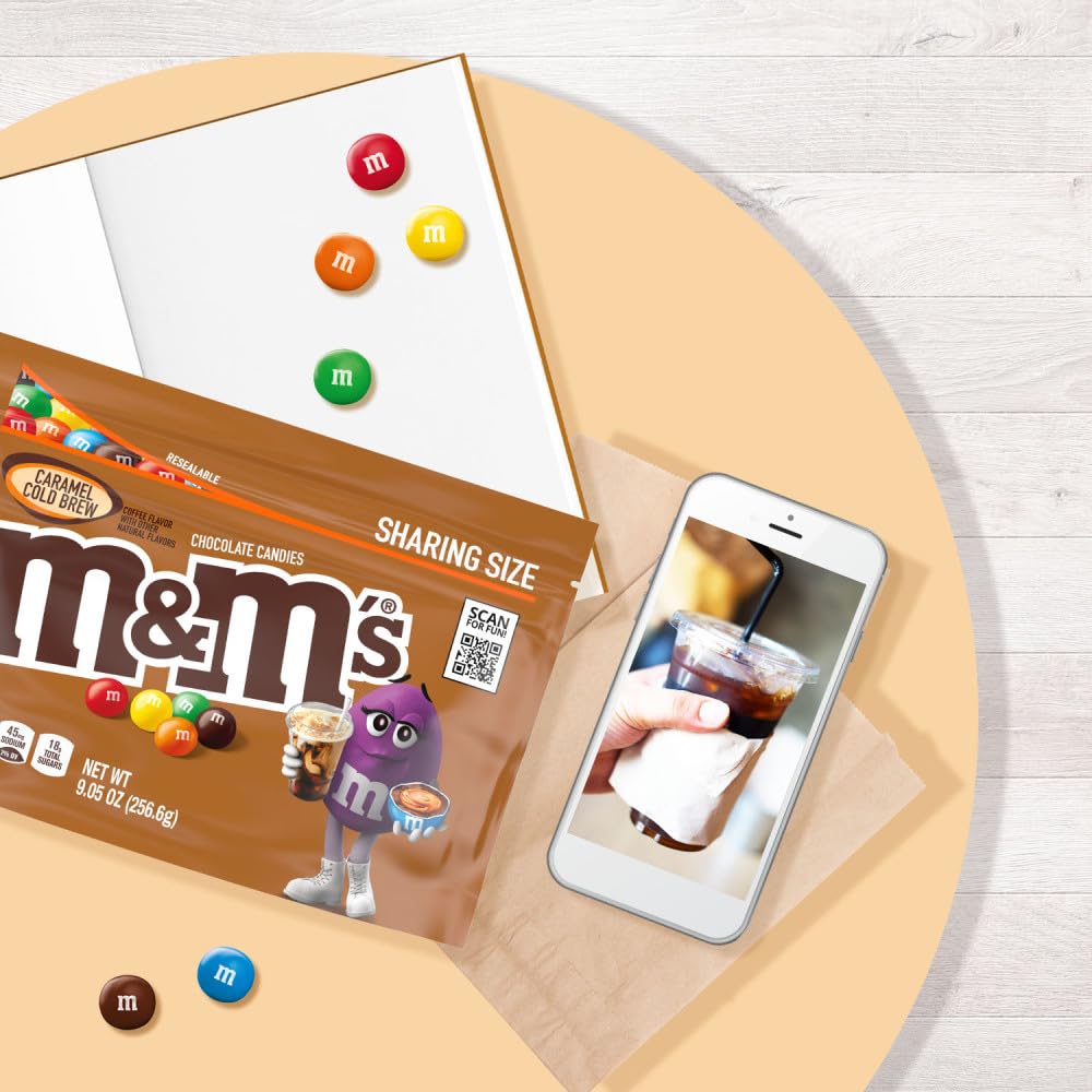 M&M'S Caramel Cold Brew Chocolate Candy – Sharing Size, 9.05 oz Bags (Pack of 8)