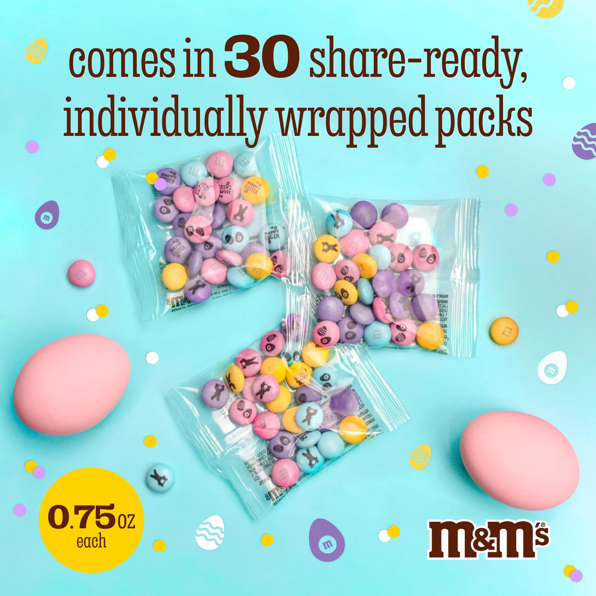 M&M’S WORLD Milk Chocolate Easter Party Favors – 30 Pack (Printed M&M’S Candies)