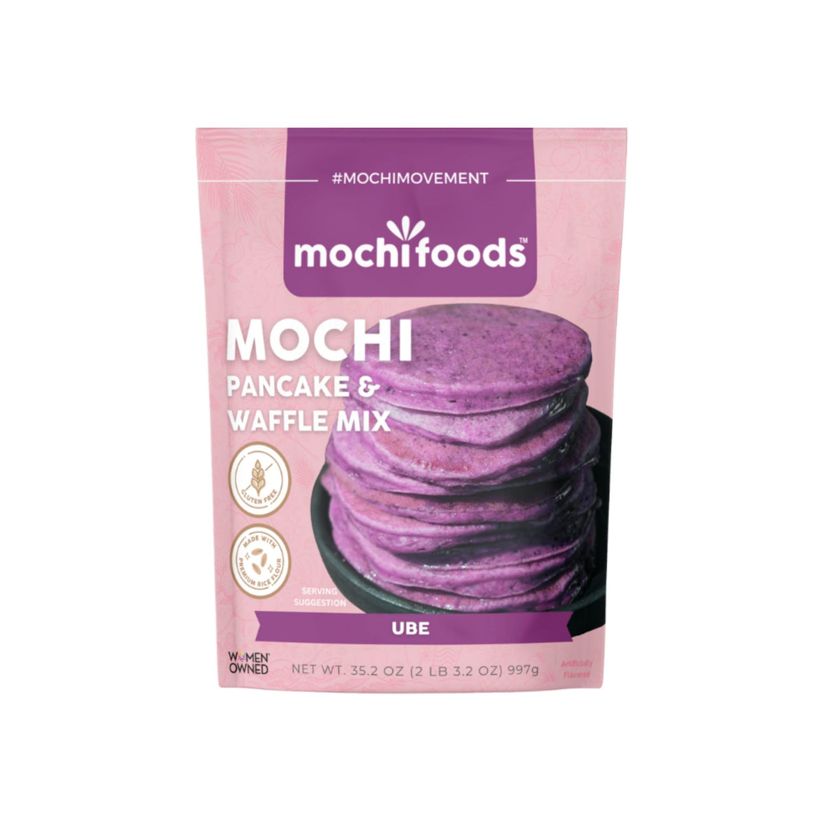 Mochi Foods Ube Pancake & Waffle Mix – Gluten-Free, Purple Sweet Potato Flavor, 35.2 oz