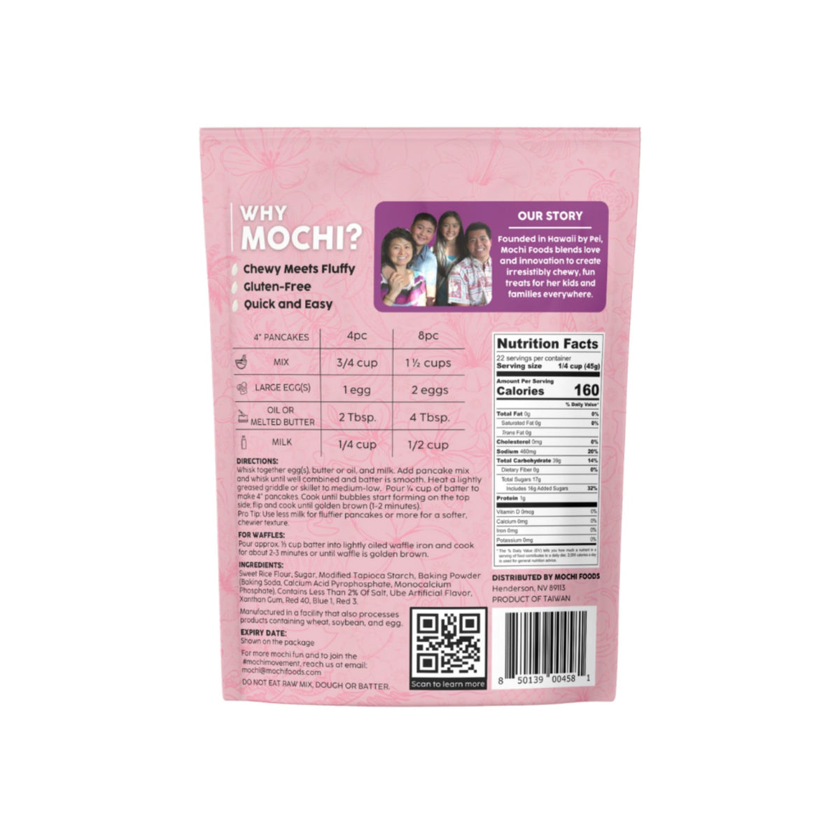 Mochi Foods Ube Pancake & Waffle Mix – Gluten-Free, Purple Sweet Potato Flavor, 35.2 oz